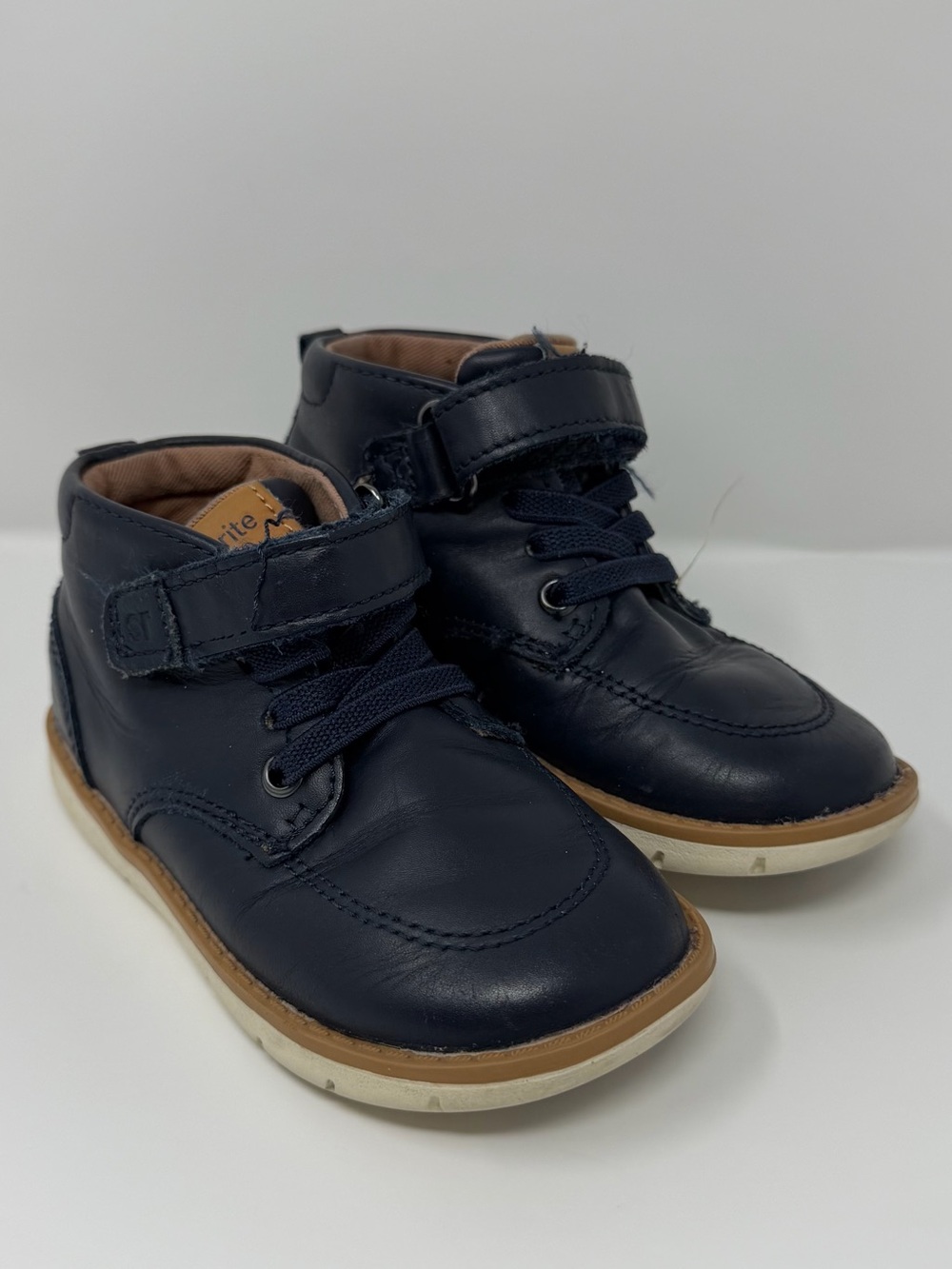 Stride Rite Navy Leather Baby Walker Boots
